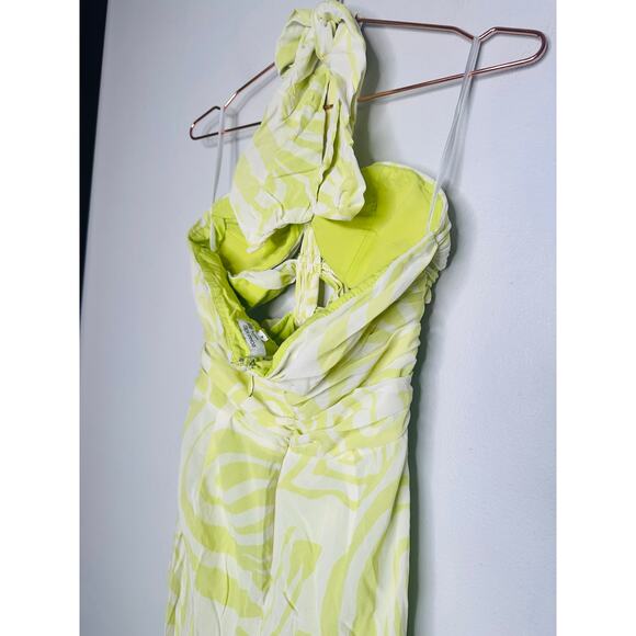 RONNY KOBO COLLECTIVE Green Vacation Halter Knotted Front Sheath Dress size 4 - Picture 9 of 16